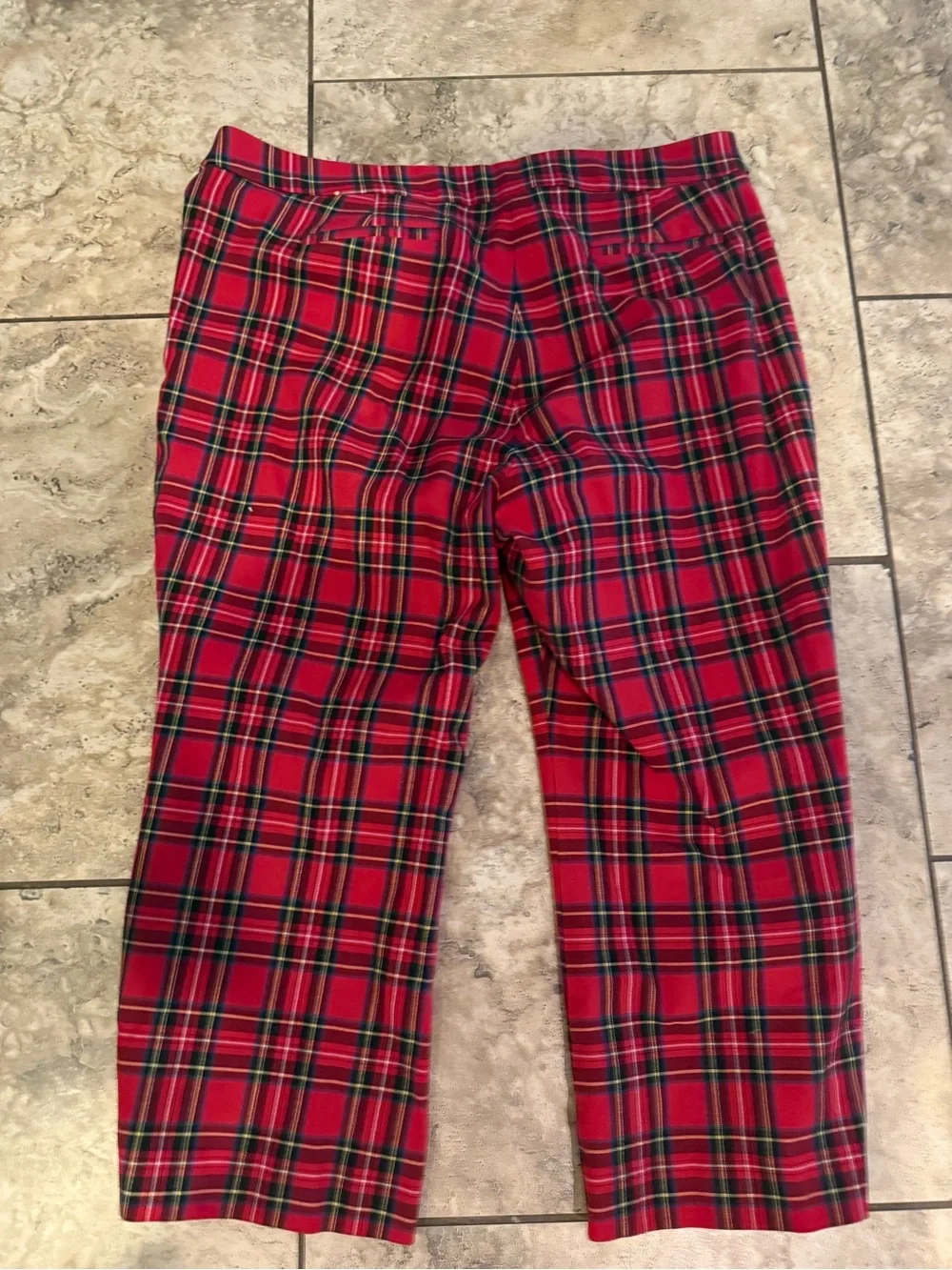 J. Crew Red Plaid Cropped Wide-Leg Pants